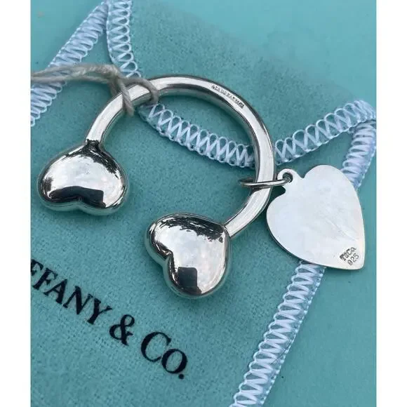 Vintage Tiffany Co. Sterling Silver Puffy Heart Ball Screwball Key Ring Keychain - Picture 16 of 16